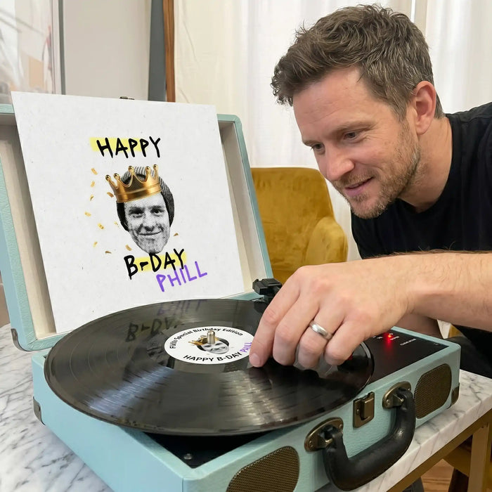 Custom vinyl record gift on turntable — CCS Vintage