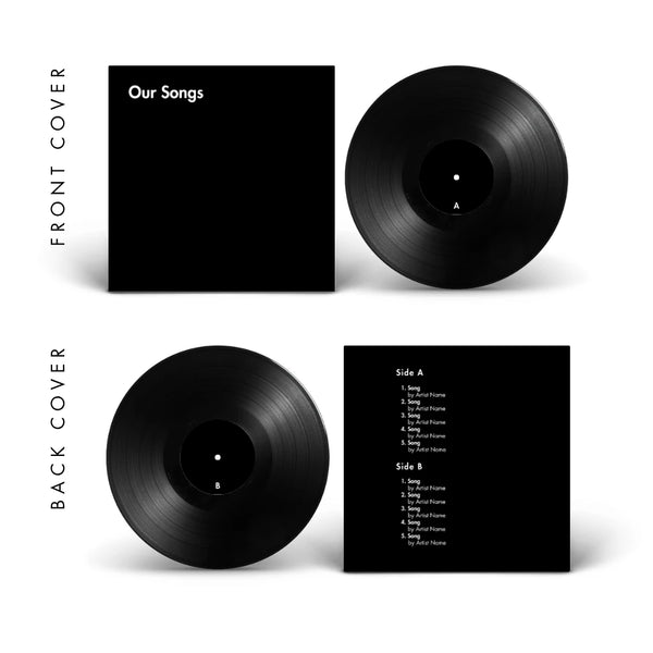 Black — minimal all-black vinyl record cover template for Canva
