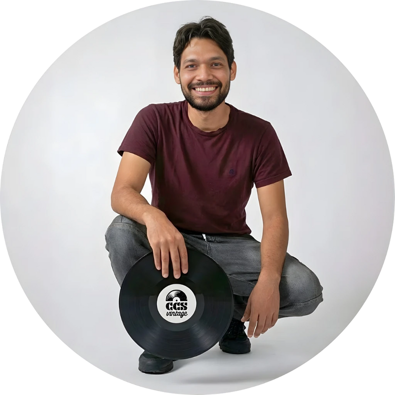 Henry and Yayi, founders of CCS Vintage, handling a custom vinyl record