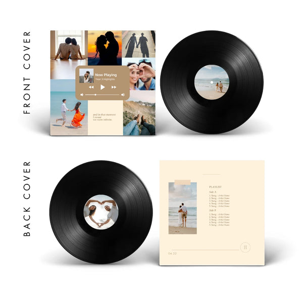 Now Playing — Spotify-style multi-photo vinyl record cover template for Canva