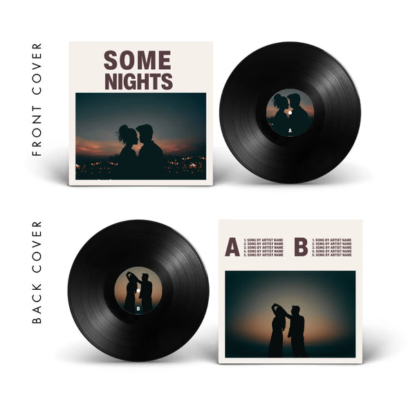 Some Nights — moody dark anniversary vinyl record cover template for Canva