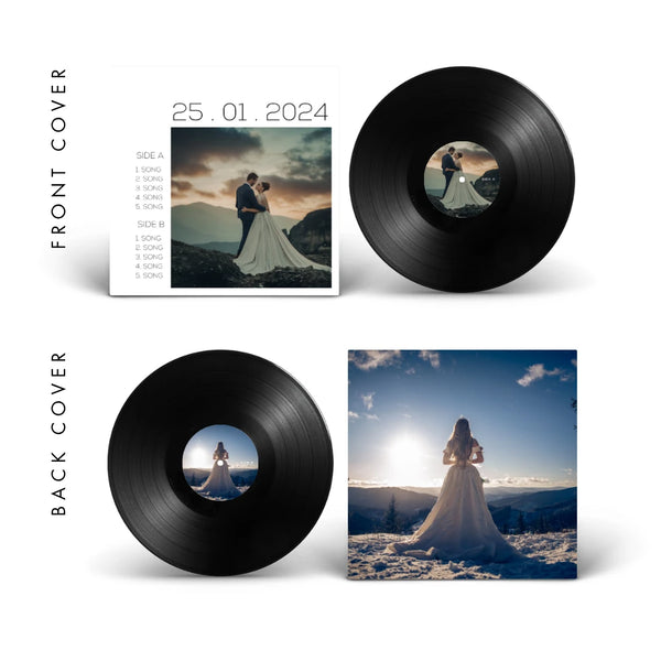 Square — date-forward anniversary vinyl record cover template for Canva
