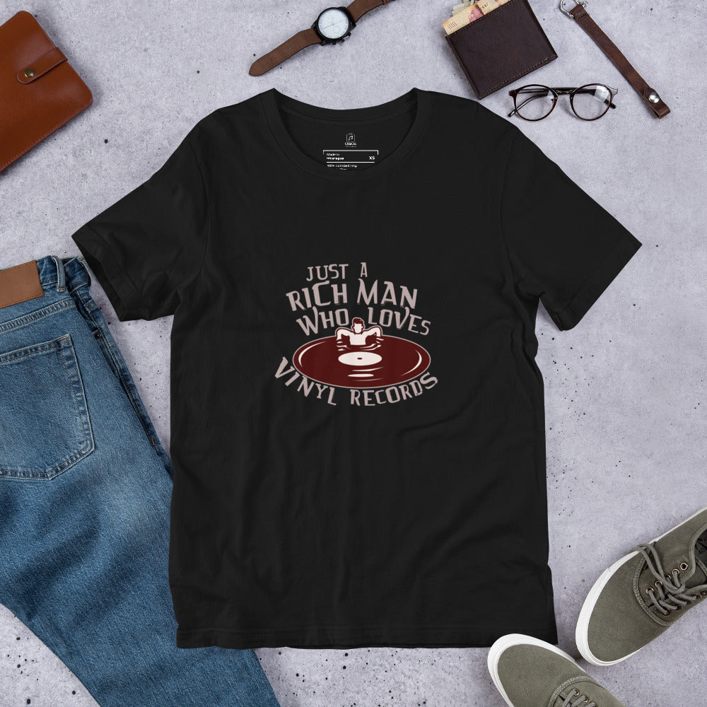 Just a Rich Man Who Loves Vinyl Records Tshirt [FUNNY GIFT FOR DJ]