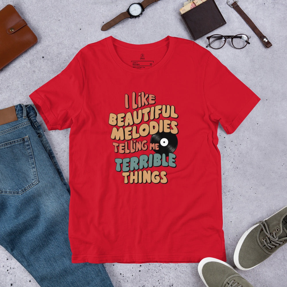I Like Beautiful Melodies Telling Me Terrible Things Tshirt [For your emo friend or... yourself!]