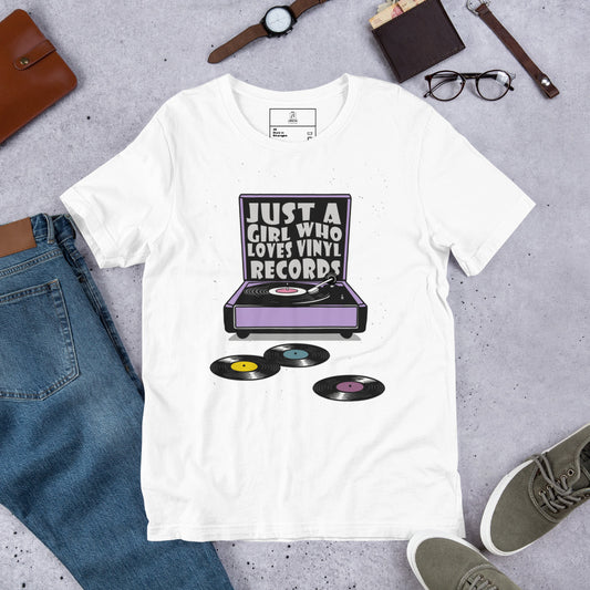 Just a Girl Who Loves Vinyl Records Tshirt [For the Collector Friend]