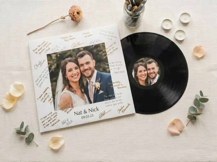 Custom wedding vinyl record with photo cover — CCS Vintage