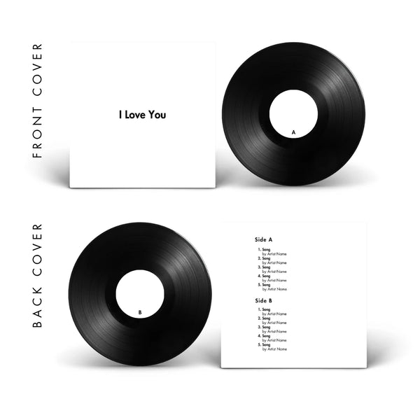 White — pure minimal white vinyl record cover template for Canva