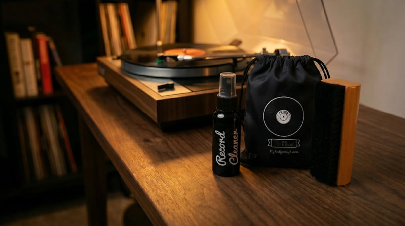Big Fudge 4-in-1 vinyl record cleaning kit with velvet brush, cleaning liquid and stylus brush