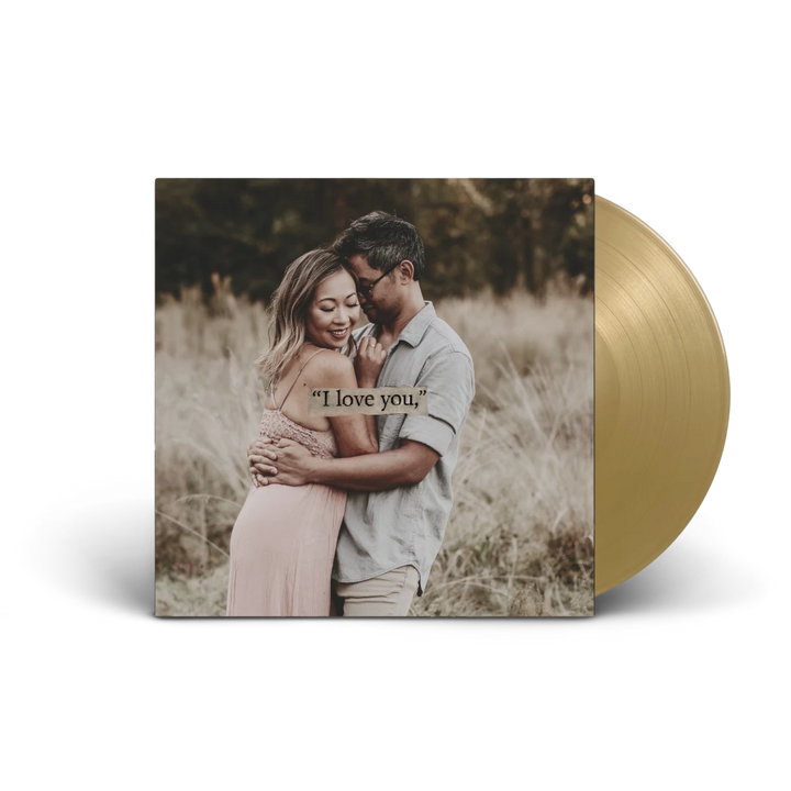 Custom vinyl record made by CCS Vintage — a real, playable disc with your songs and photos