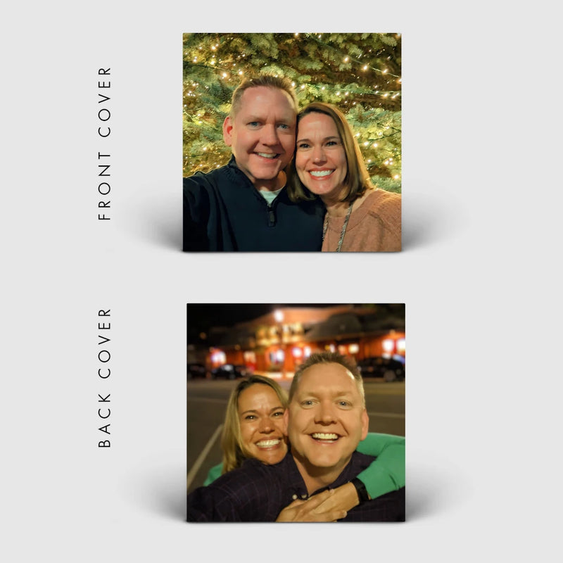 Personalized vinyl record jacket design with couple photos for a custom anniversary or birthday gift by CCS Vintage
