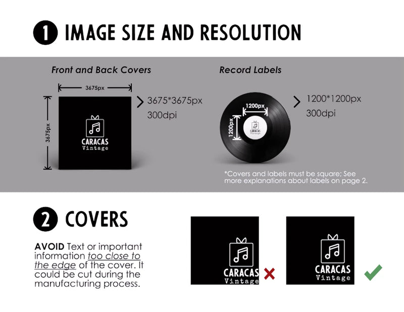 Custom vinyl record cover print dimensions and resolution requirements