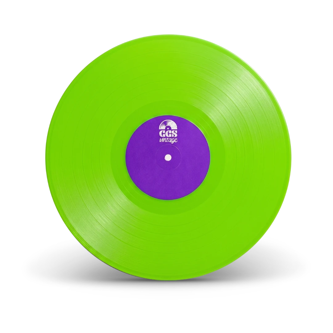 Lime green colored vinyl record disc for custom vinyl gifts — CCS Vintage