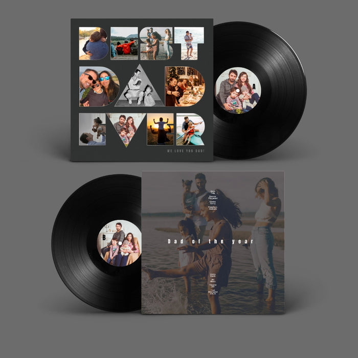 Personalized Father's Day vinyl record with family photo — CCS Vintage