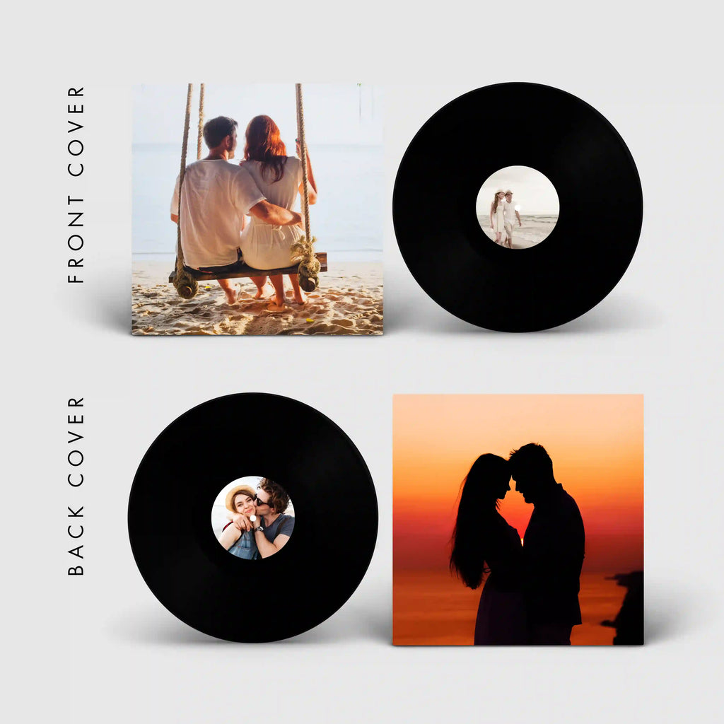 A professional digital art proof for a personalized vinyl record, showing the manual design review before the custom vinyl pressing starts.