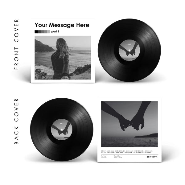Gray — black and white editorial anniversary vinyl record cover template for Canva