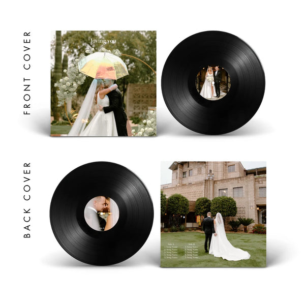 Loving You — romantic outdoor wedding vinyl record cover template for Canva