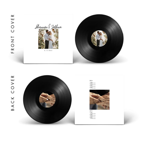 Minimalist — clean white anniversary vinyl record cover template for Canva