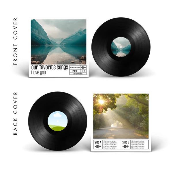 I love you — technical vinyl-styled birthday vinyl record cover template for Canva