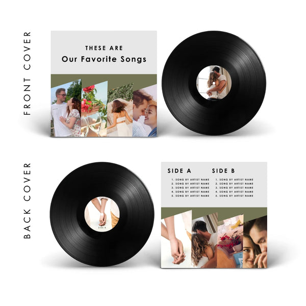 Our favorites — editorial multi-photo birthday vinyl record cover template for Canva
