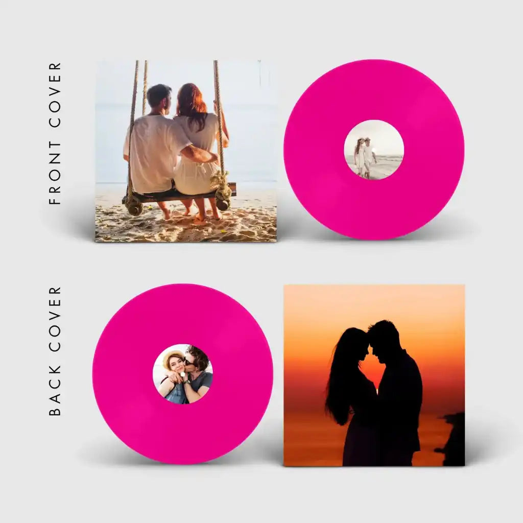 Digital design proof mockup of a unique vinyl gift, displaying high-quality cover art and disc details provided by our design team.