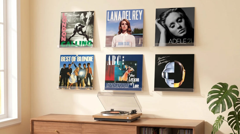 upsimples 8-pack clear acrylic vinyl record wall mount floating shelves