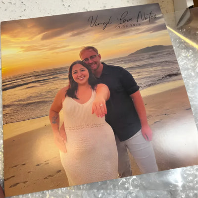 Real vinyl record wedding guest book from CCS Vintage customer