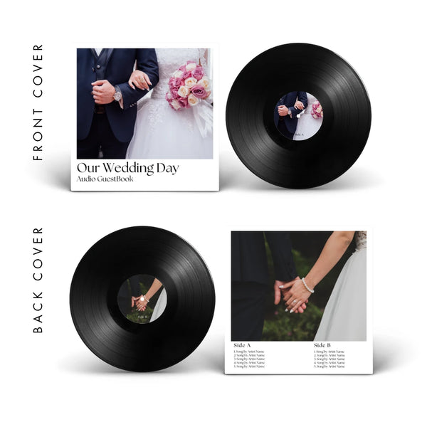 Wedding 1 — clean classic wedding vinyl record cover template for Canva