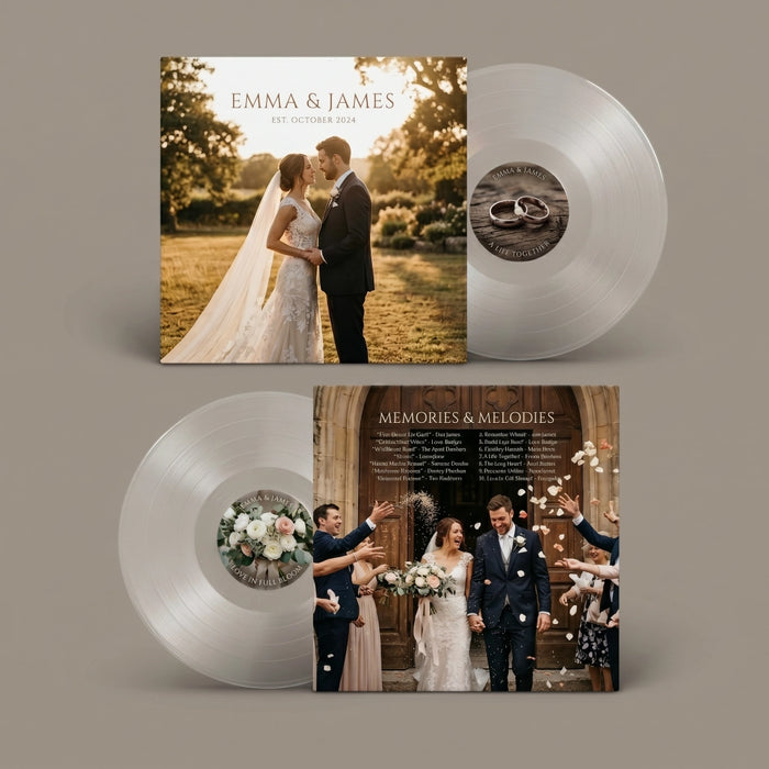 Custom wedding vinyl record with photo cover — CCS Vintage