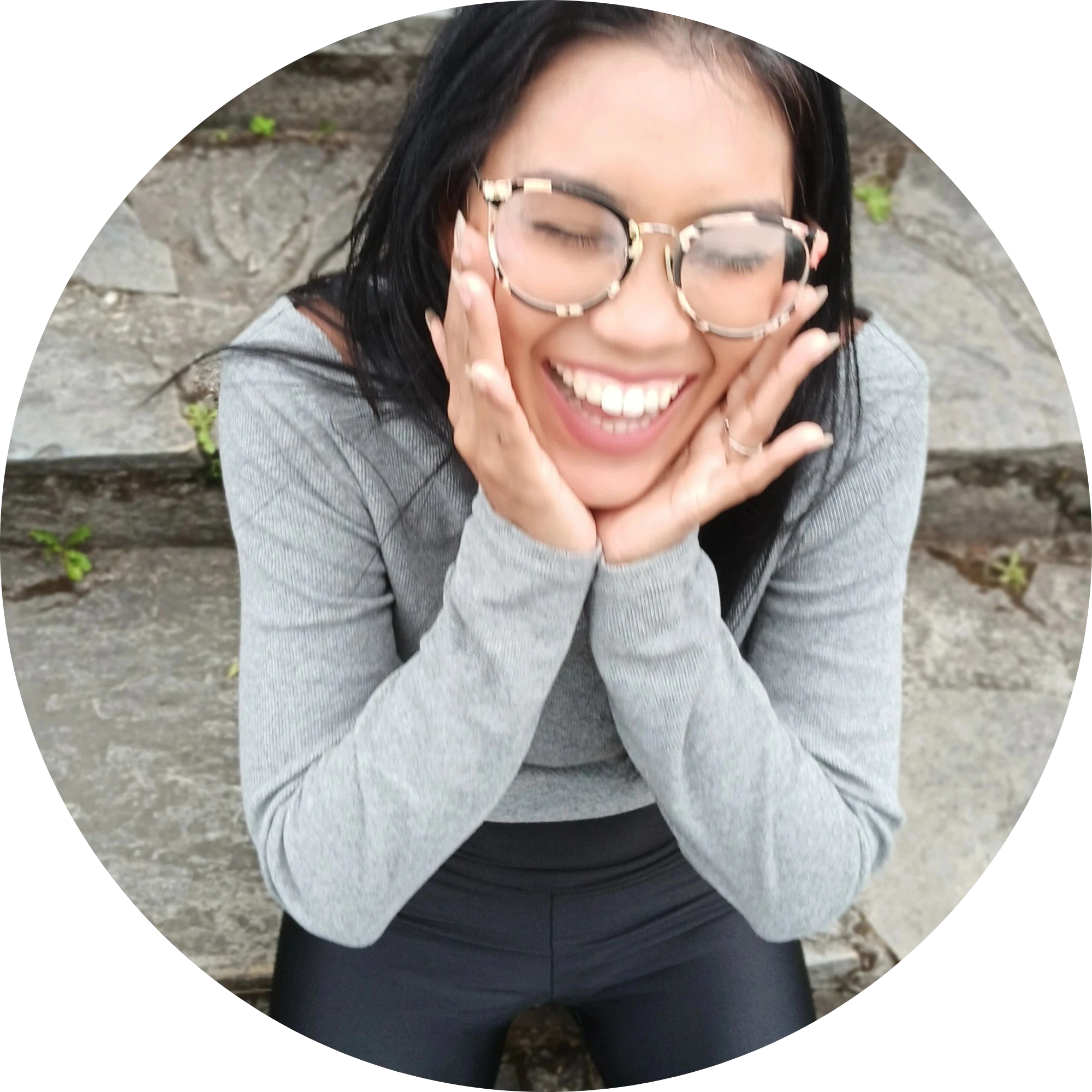 Portrait of Yayi, lead creative designer at CCS Vintage, smiling joyfully. She crafts the unique illustrations and visual details that turn every custom vinyl record into an emotional gift.